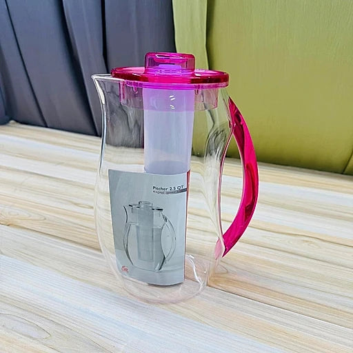 2 Liter Acrylic Fiber Water Jug with Ice Tube – Premium Clear Juice & Water Pitcher