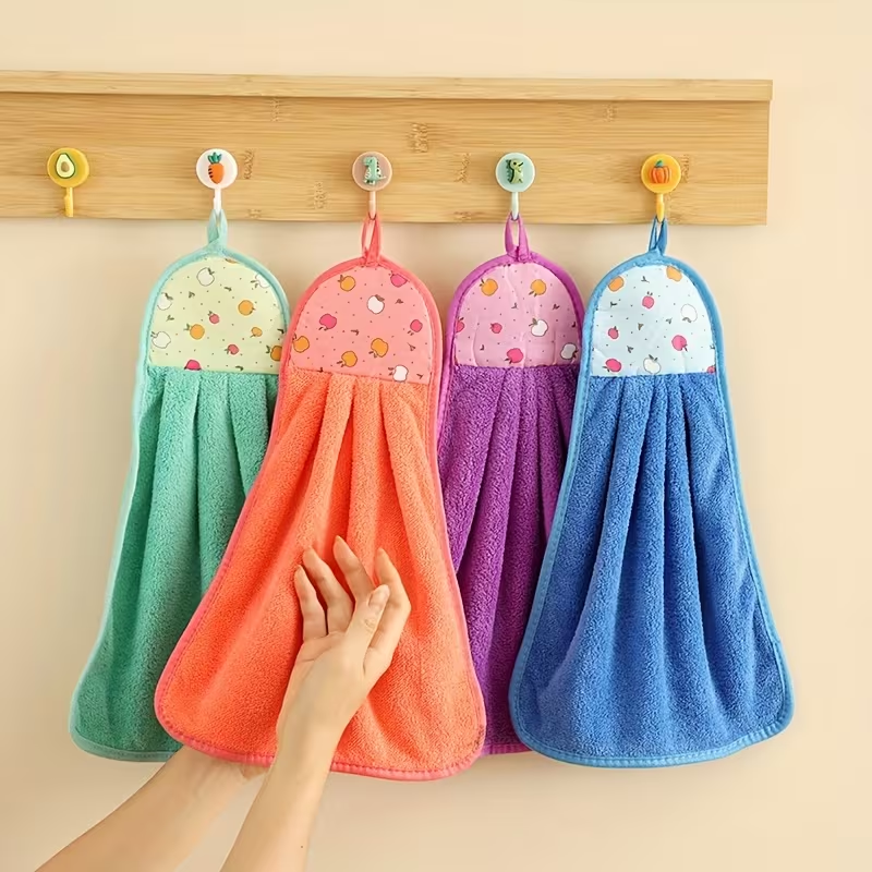 Soft Absorbent Fingertip Towels – Thickened Hanging Hand Towels | Multi-Color Kitchen & Bathroom Towel Set