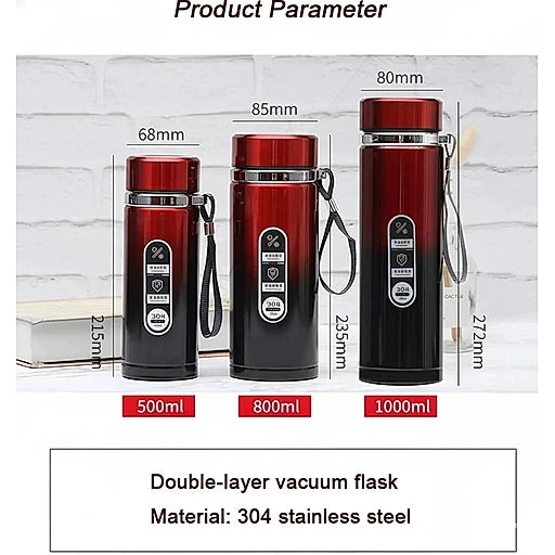 Flask Insulated Coffee Cup,Stainless Steel Thermal Travel Mug,Large Capacity Leakproof Cup,Protable Flask With Rope For Desk,Outdoor - D 800ml - KT Bazar BD Shop