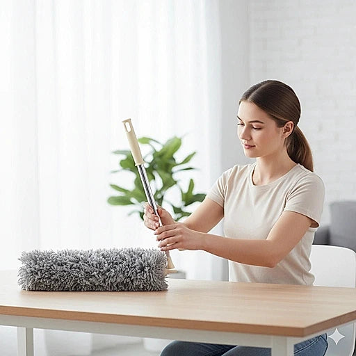Flexible Extendable Microfiber Duster for Ceiling Fans & High Spaces – Bendable, Washable, Long Reach Cleaning Tool - KT Bazar BD Shop