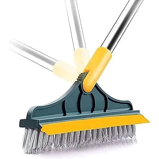 Floor Brush. 2 in 1 Floor Scrub Brush with Squeegee, Floor Brush Scrubber with Long Handle Plastic Wet and Dry Broom (Multicolor) - KT Bazar BD Shop