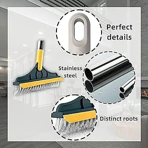 Floor Brush. 2 in 1 Floor Scrub Brush with Squeegee, Floor Brush Scrubber with Long Handle Plastic Wet and Dry Broom (Multicolor) - KT Bazar BD Shop