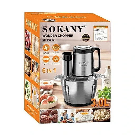 Sokany Wonder Chopper packaging with images of food preparation on a white background