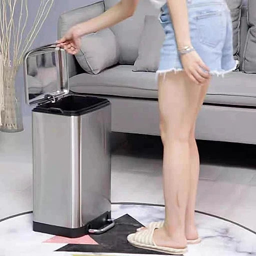 High - quality Stainless Steel Hydraulic Dustbin 12,6 Litre Square - KT Bazar BD Shop