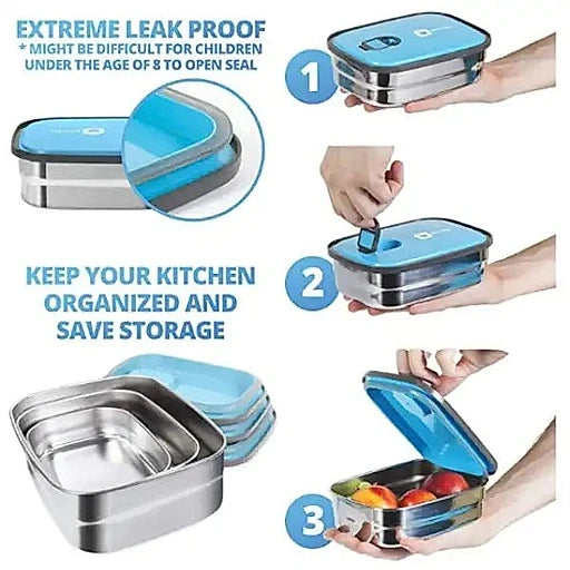 Homio Rectangular Stainless Steel Lunch Box - KT Bazar BD Shop