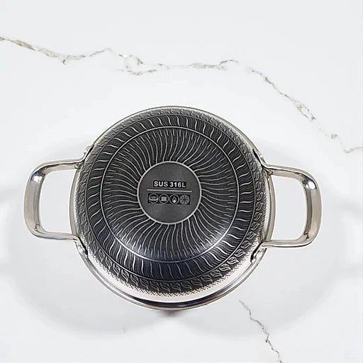 Honeycomb Design Stainless Steel Karai with Lid - KT Bazar BD Shop