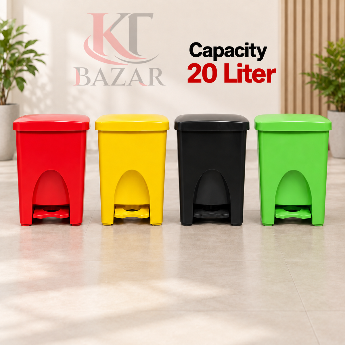 20 Liter Plastic Pedal Dustbin – Hands-Free Foot Pedal Waste Bin with Lid for Home, Office, Kitchen & Bathroom