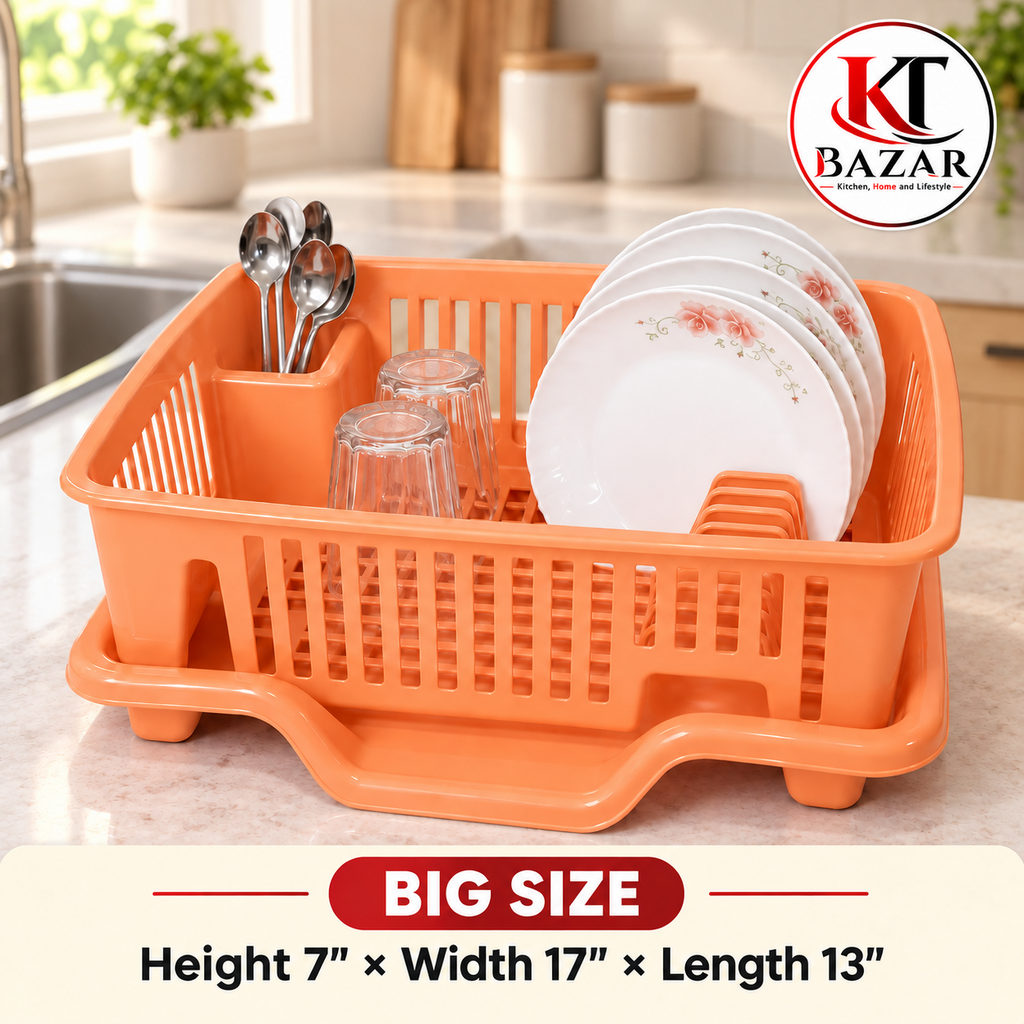 3 in 1 Large Durable Plastic Kitchen Sink Dish Rack