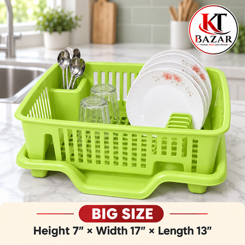3 in 1 Large Durable Plastic Kitchen Sink Dish Rack
