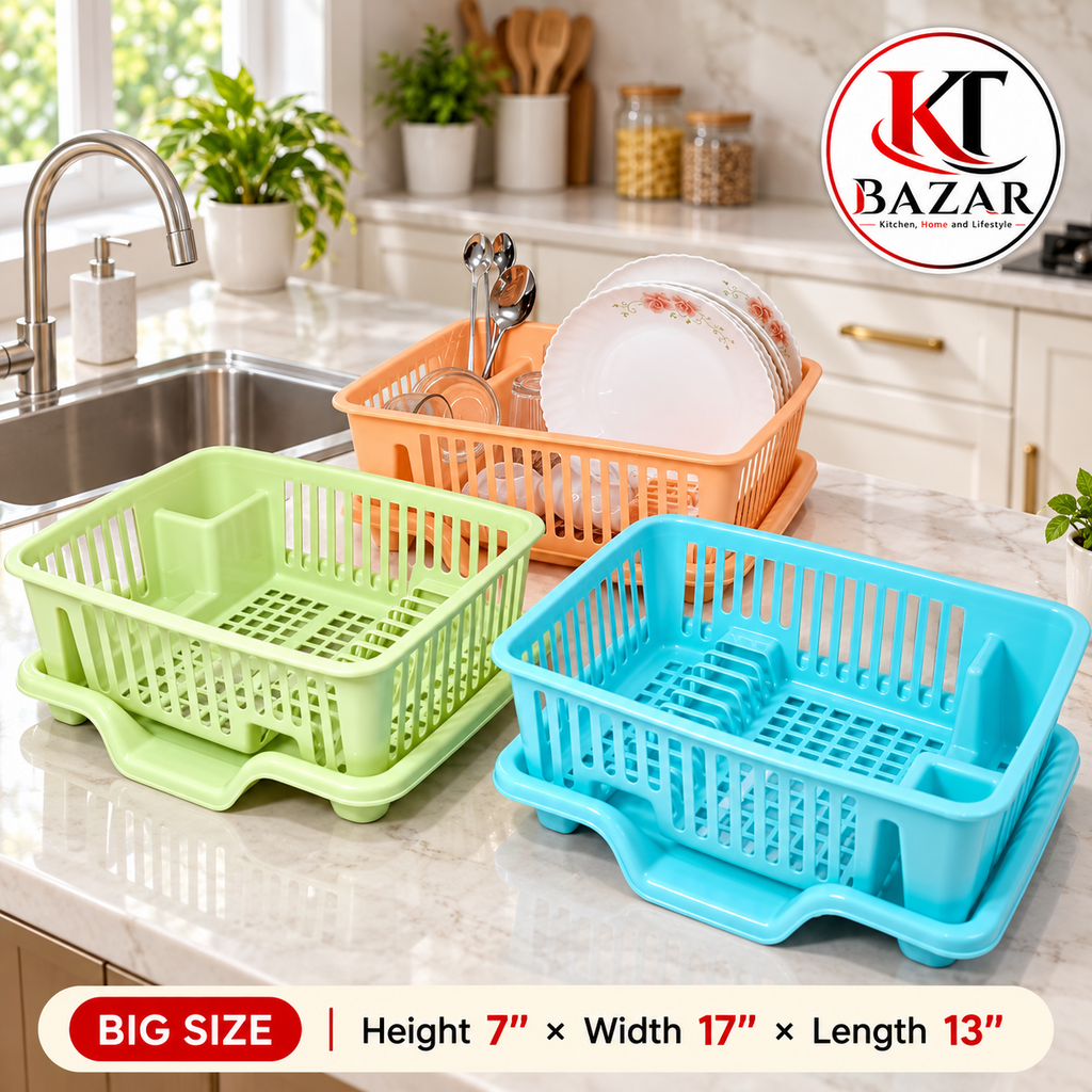 3 in 1 Large Durable Plastic Kitchen Sink Dish Rack