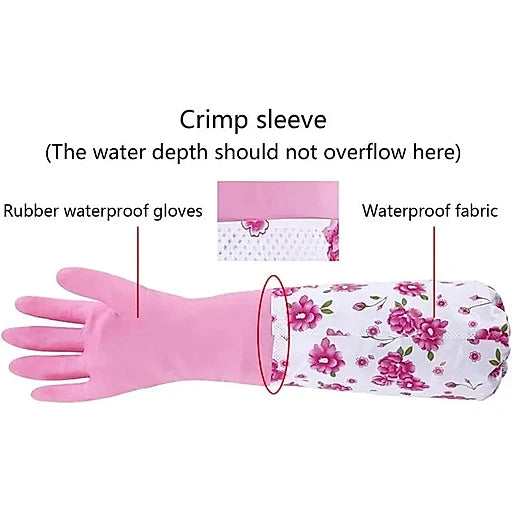 Long Kitchen Cleaning Gloves – Waterproof Hand Protection - KT Bazar BD Shop