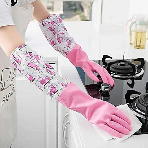 Long Kitchen Cleaning Gloves – Waterproof Hand Protection - KT Bazar BD Shop