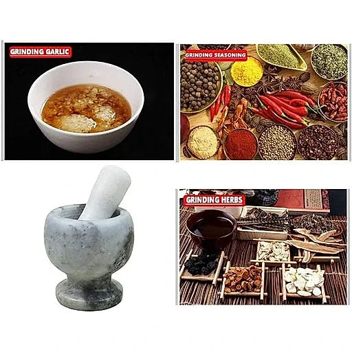 Marble Mortar & Pestle Set – Handheld Grinder for Spices, Herbs & Garlic (White, 1pc) - KT Bazar BD Shop
