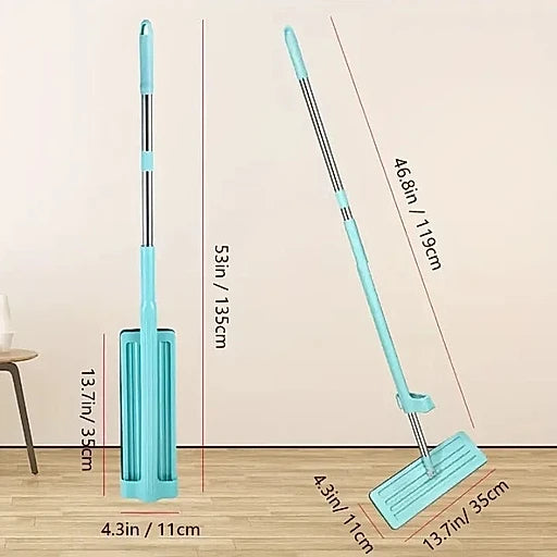 Microfiber Flat Mop Hand Free Squeeze Cleaning Floor Mop With 2 Washable Mop Pads Lazy Mop Household Cleaner Tools - KT Bazar BD Shop