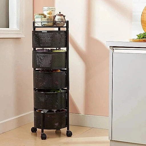 Rotating kitchen trolley storage rack – KT Bazar