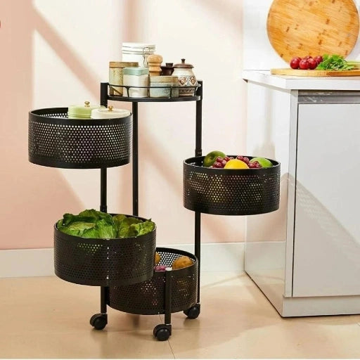 Rotating kitchen trolley storage rack – KT Bazar