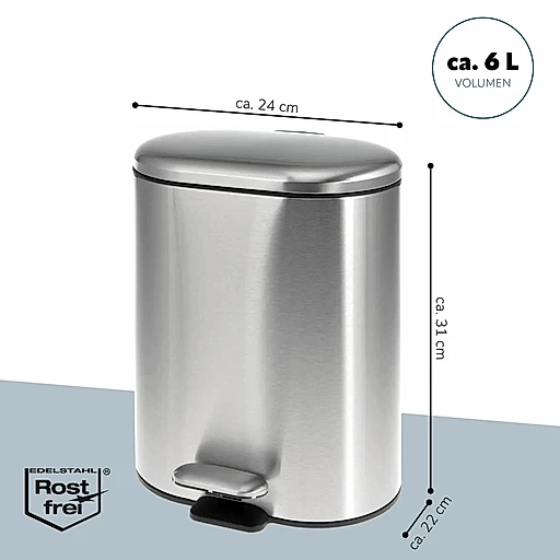 Round - Rect. Stainless Steel Pedal Bin 6/12 Litre - KT Bazar BD Shop