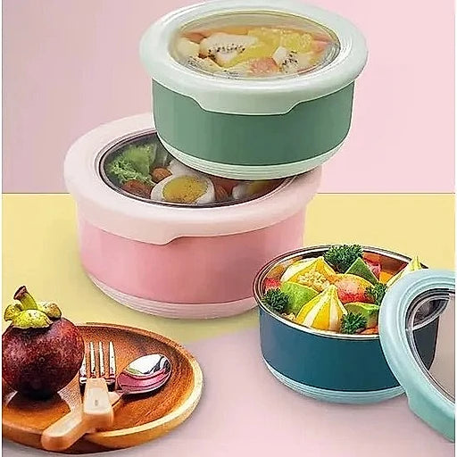 Stainless Steel Bento Lunch Container – Leakproof, Sealed & Durable Round box - KT Bazar BD Shop