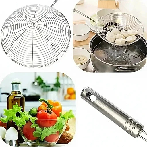 Stainless Steel Kitchen Strainer & Skimmer – Mesh Ladle Fry Spoon - KT Bazar BD Shop