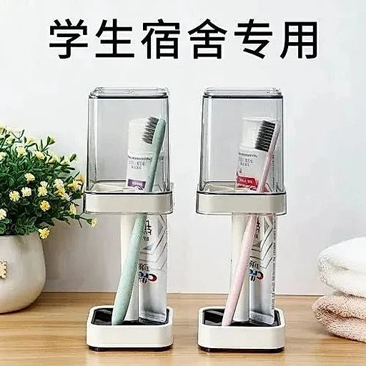 White Plastic Toothbrush & Toothpaste Stand – Single Holder - KT Bazar BD Shop