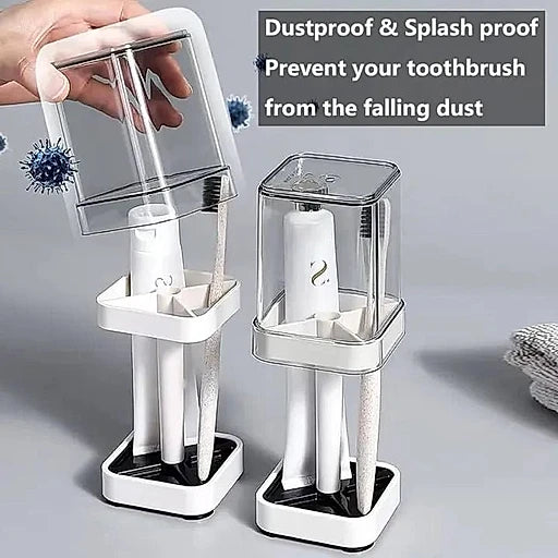 White Plastic Toothbrush & Toothpaste Stand – Single Holder - KT Bazar BD Shop